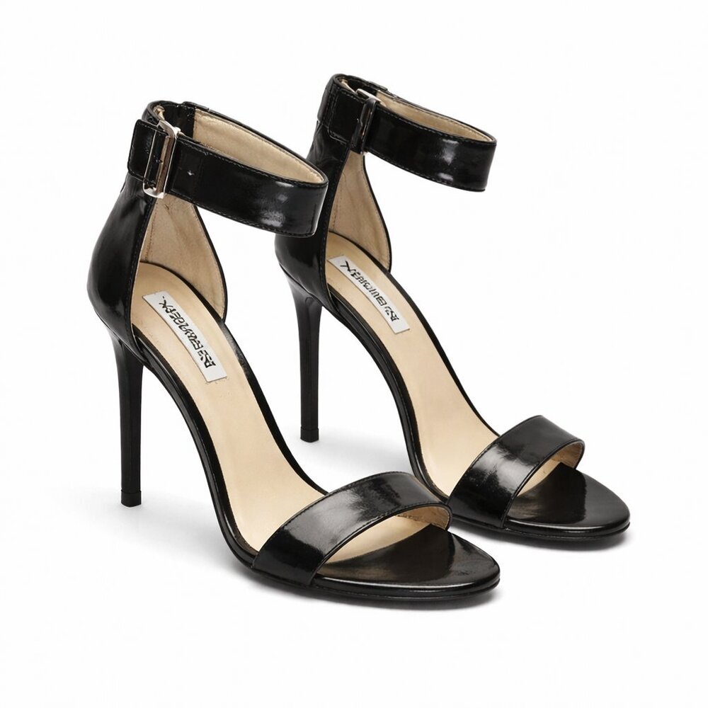 Stevens Madden ankle straps stiletto black sandals Size: 6